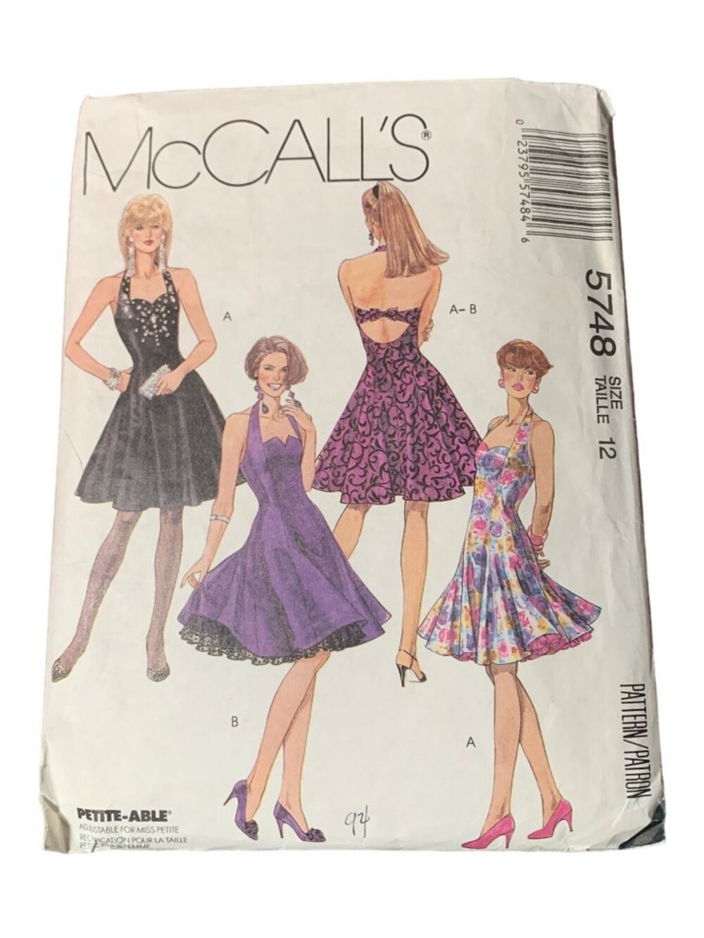 McCalls Womens Pattern 5748 Size 12 Flirty Dress Halter Backless